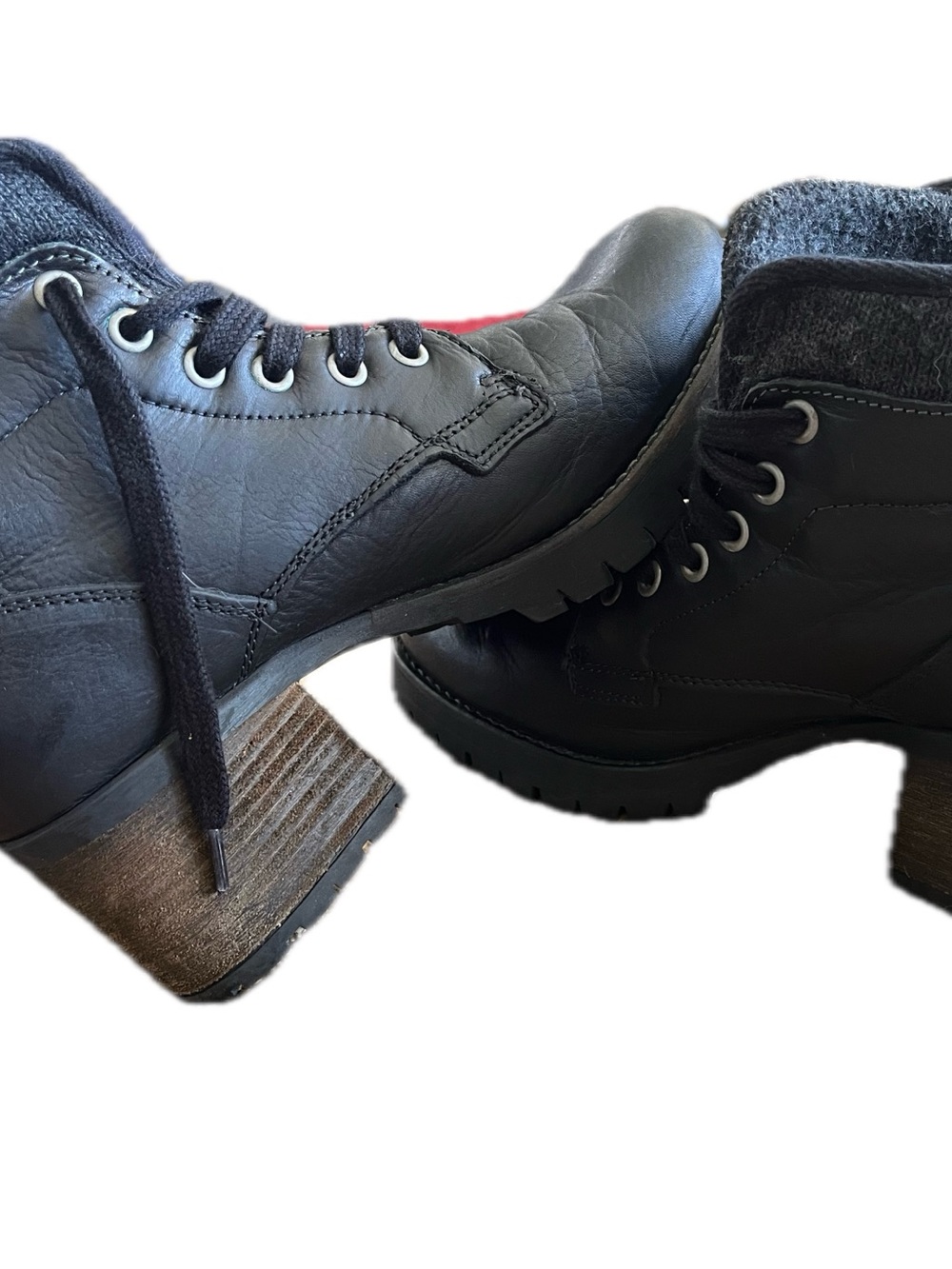 Bull Boxer Women's Black Lace-Up Chunky Heel Ankle Boots